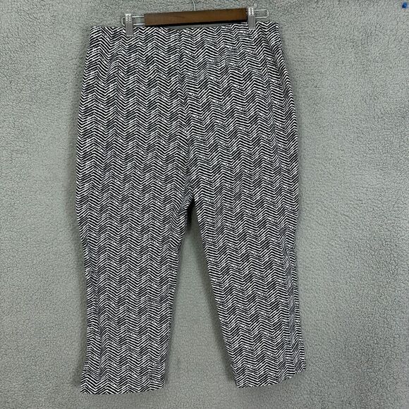 Chicos pants womens medium 2 black white zebra print cotton cropped capri resort - Picture 6 of 8